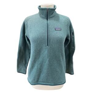 Patagonia Better Sweater Women’s Medium Quarter Zip Green Thermal Pull Over- EUC
